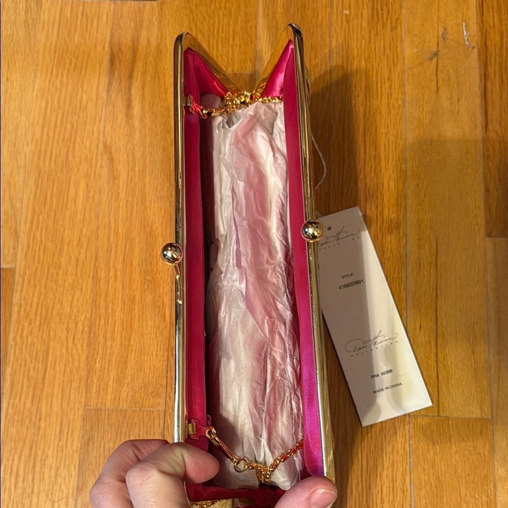 Diane Gilman Pink and Red Women's Clutch - Picture 3 of 4